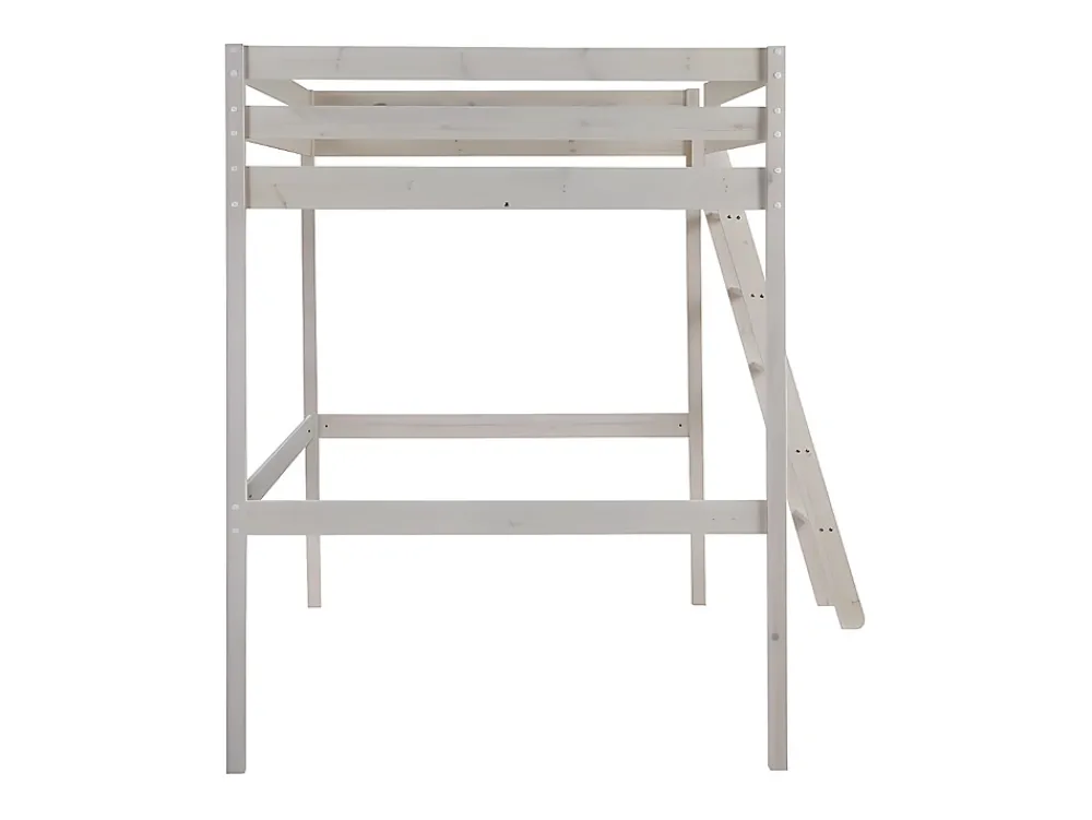 Vente-unique Lit mezzanine - 140 x 190 cm - Pin massif - Blanchi -GEDEON II* Lit Mezzanine
