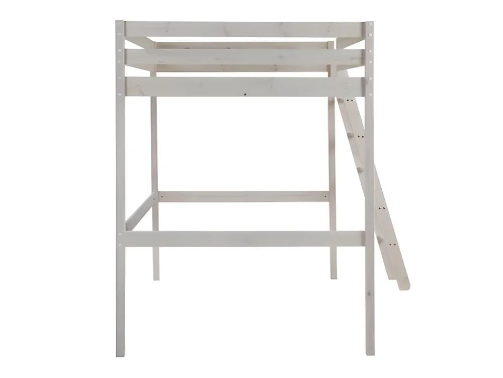 Vente-unique Lit mezzanine - 140 x 190 cm - Pin massif - Blanchi -GEDEON II* Lit Mezzanine