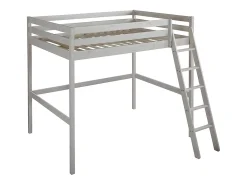 Vente-unique Lit mezzanine - 140 x 190 cm - Pin massif - Blanchi -GEDEON II* Lit Mezzanine