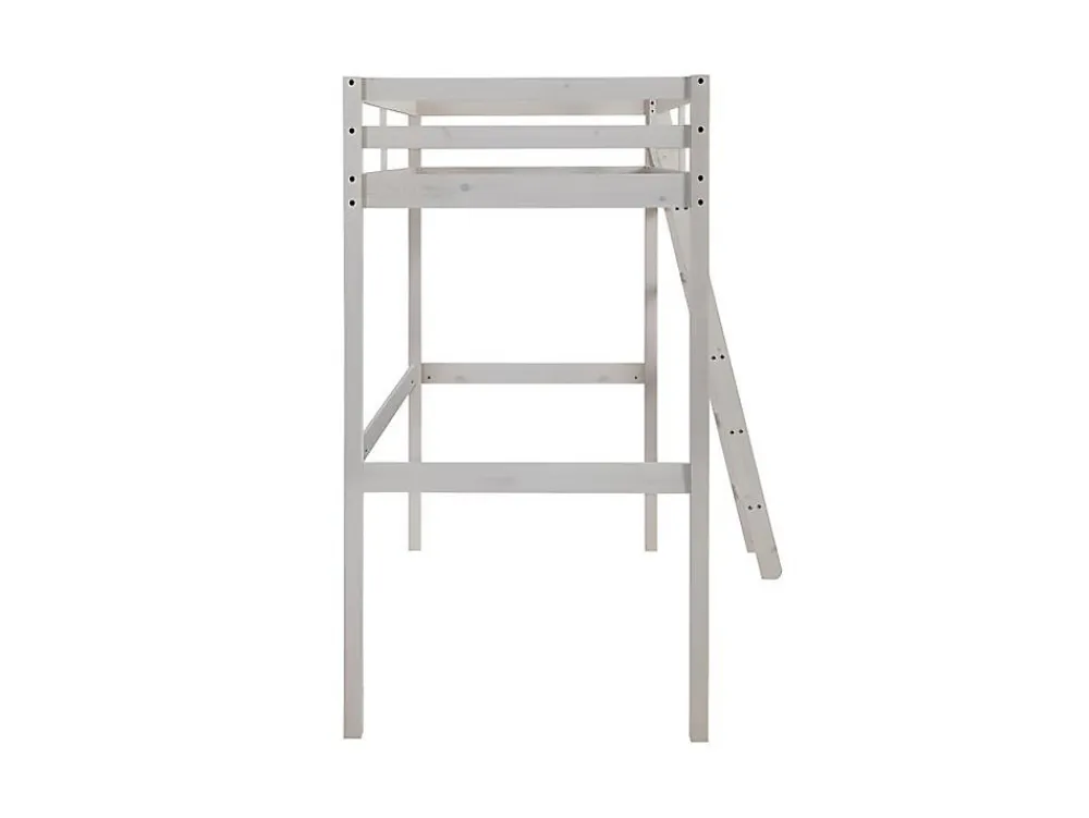Vente-unique Lit mezzanine - 90 x 190 cm - Pin massif - Blanchi -GEDEON II* Lit Mezzanine
