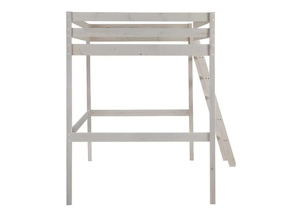 Lit mezzanine - 140 x 190 cm - Pin massif - Blanchi + matelas -GEDEON II>Vente-unique Online