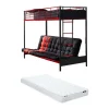 Lit mezzanine 90 x 190 cm - Avec banquette convertible - Métal - Noir et Rouge + Futon + Matelas - MODULO V>Vente-unique Sale