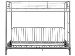 Lit mezzanine 90 x 190 cm - Avec banquette convertible - Métal - Argent + Futon noir - MODULO V><noscript><img width=