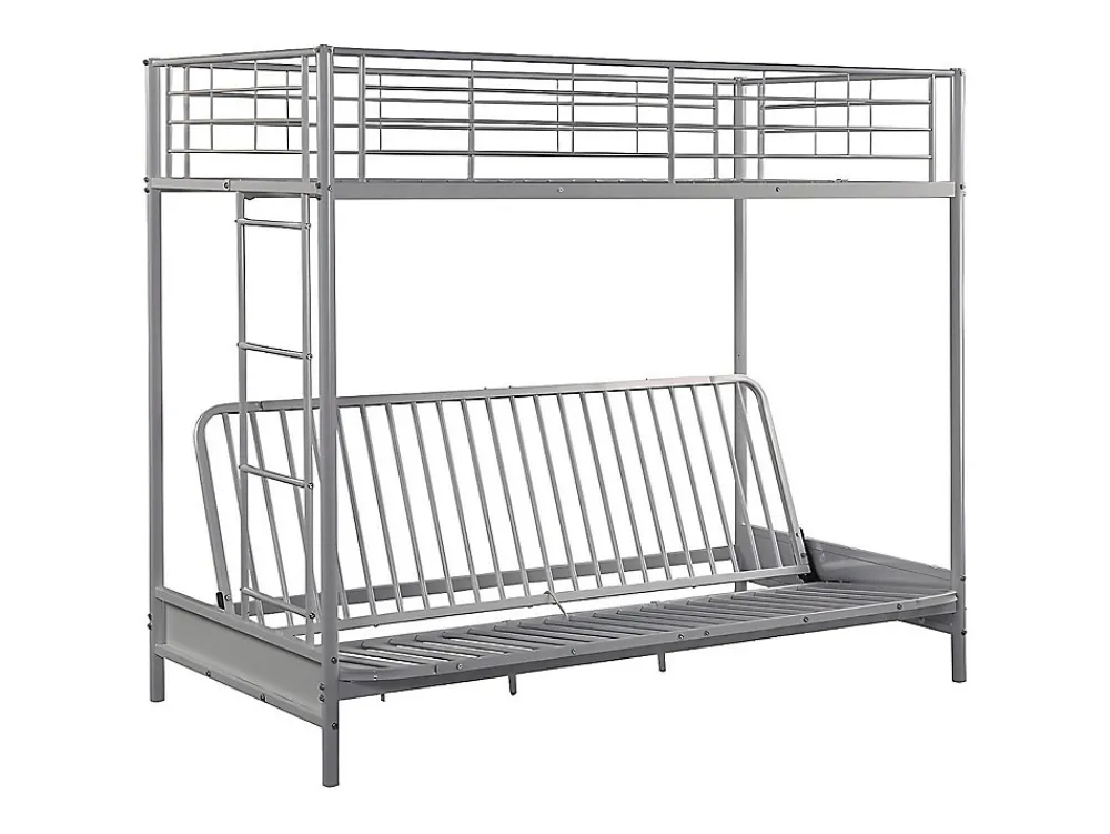 Lit mezzanine 90 x 190 cm - Avec banquette convertible - Métal - Argent - MODULO V>Vente-unique Best