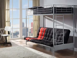 Lit mezzanine 90 x 190 cm - Avec banquette convertible - Métal - Argent - MODULO V><noscript><img width=