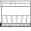 Vente-unique Lit mezzanine 90 x 190 cm - Avec banquette convertible - Métal - Argent + Futon + Matelas - MODULO V* Lit Mezzanine