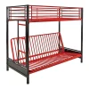 Lit mezzanine 90 x 190 cm - Avec banquette convertible - Métal - Noir et rouge - MODULO V>Vente-unique Best