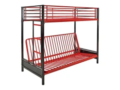 Lit mezzanine 90 x 190 cm - Avec banquette convertible - Métal - Noir et rouge - MODULO V>Vente-unique Best