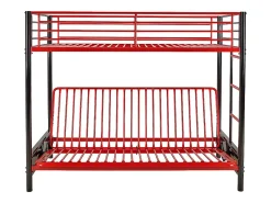 Lit mezzanine 90 x 190 cm - Avec banquette convertible - Métal - Noir et rouge - MODULO V><noscript><img width=