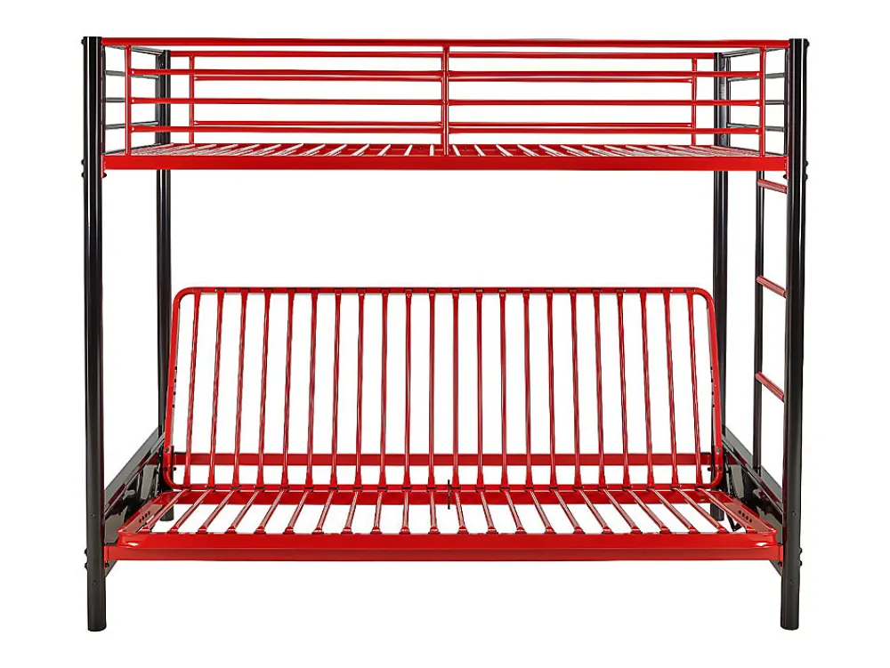 Lit mezzanine 90 x 190 cm - Avec banquette convertible - Métal - Noir et rouge - MODULO V>Vente-unique Best