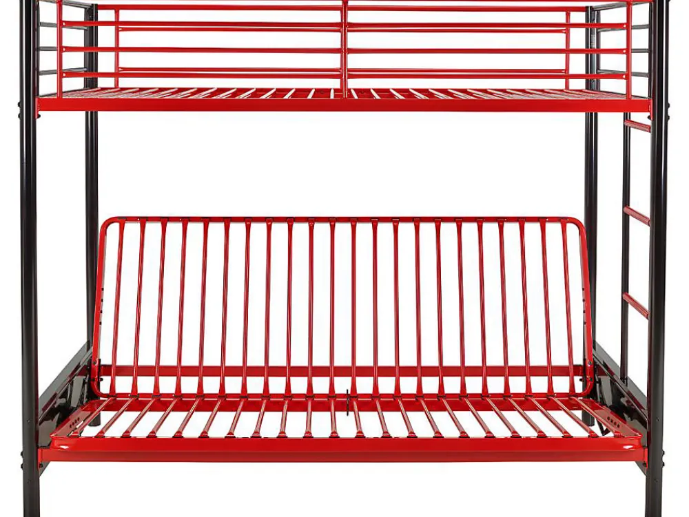 Lit mezzanine 90 x 190 cm - Avec banquette convertible - Métal - Noir et rouge - MODULO V>Vente-unique Best