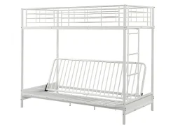 Lit mezzanine 90 x 190 cm - Avec banquette convertible - Métal - Blanc + Futon + Matelas - MODULO V>Vente-unique Best