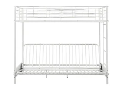 Lit mezzanine 90 x 190 cm - Avec banquette convertible - Métal - Blanc + Futon + Matelas - MODULO V><noscript><img width=