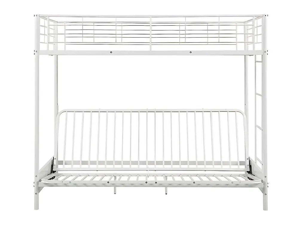 Lit mezzanine 90 x 190 cm - Avec banquette convertible - Métal - Blanc + Futon + Matelas - MODULO V>Vente-unique Best