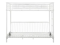 Vente-unique Lit mezzanine 90 x 190 cm - Avec banquette convertible - Métal - Blanc - MODULO V* Lit Mezzanine