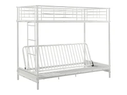 Vente-unique Lit mezzanine 90 x 190 cm - Avec banquette convertible - Métal - Blanc - MODULO V* Lit Mezzanine