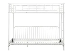 Vente-unique Lit mezzanine 90 x 190 cm - Avec banquette convertible - Métal - Blanc - MODULO V* Lit Mezzanine