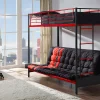 Lit mezzanine 90 x 190 cm - Avec banquette convertible - Métal - Noir et rouge + Futon - MODULO V>Vente-unique Outlet