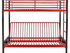 Lit mezzanine 90 x 190 cm - Avec banquette convertible - Métal - Noir et rouge + Futon - MODULO V><noscript><img width=