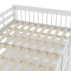 Okwish Lit Mezzanine 140 x 200 cm - Lit enfant avec Bureau et Rangements - Pin + MDF - Sans Matelas - Blanc* Lit Mezzanine
