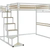 Lit mezzanine 140 x 200 cm - Métal et MDF - Blanc - JOGUI>Vente-unique Online