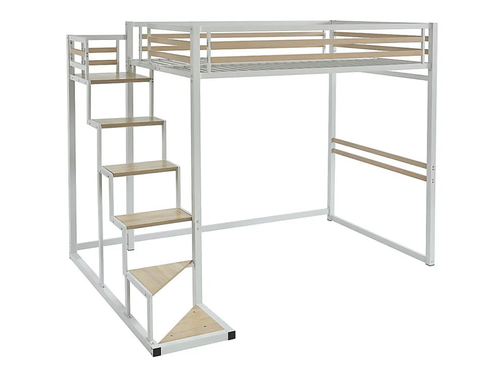 Lit mezzanine 140 x 200 cm - Métal et MDF - Blanc - JOGUI>Vente-unique Online