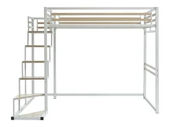 Lit mezzanine 140 x 200 cm - Métal et MDF - Blanc - JOGUI><noscript><img width=