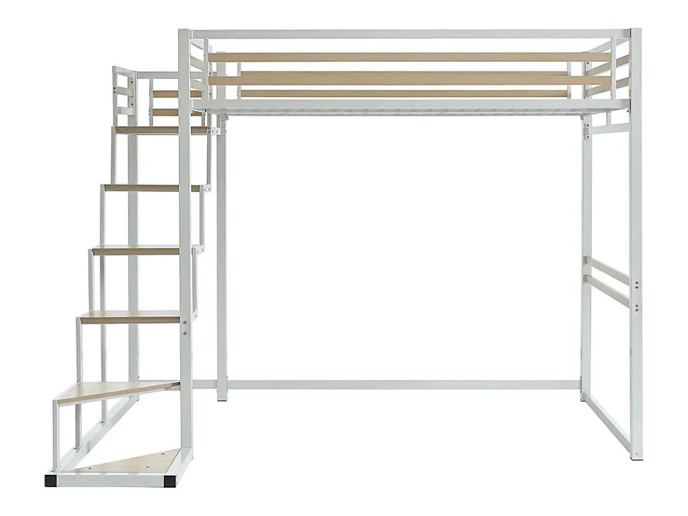 Lit mezzanine 140 x 200 cm - Métal et MDF - Blanc - JOGUI>Vente-unique Online