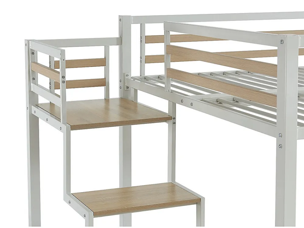 Lit mezzanine 140 x 200 cm - Métal et MDF - Blanc - JOGUI>Vente-unique Online