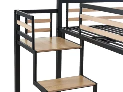 Vente-unique Lit mezzanine 140 x 200 cm - Métal et MDF - Noir et naturel - JOGUI* Lit Mezzanine