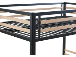 Vente-unique Lit mezzanine 140 x 200 cm - Métal et MDF - Noir et naturel - JOGUI* Lit Mezzanine