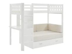 Lit mezzanine 90 X 190 cm avec sofa convertible - Pin et MDF - Blanc - ORPELIA>Vente-unique Hot