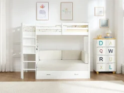 Lit mezzanine 90 X 190 cm avec sofa convertible - Pin et MDF - Blanc - ORPELIA>Vente-unique Hot