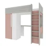 Lit mezzanine 90 x 200 cm avec armoire et bureau - Rose et blanc - NICOLAS>Vente-unique New