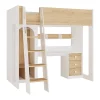 Lit mezzanine 90 x 190 cm avec penderie et bureau - Coloris : Naturel et blanc - ALVENOU>Vente-unique Sale