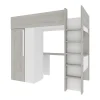 Lit mezzanine 90 x 200 cm avec armoire et bureau - Naturel grisé et blanc - NICOLAS>Vente-unique New