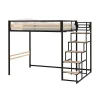 Lit mezzanine - 140x190 cm - Métal - Noir - Sommier inclus - LEON>Generic New