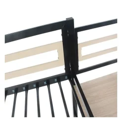 Lit mezzanine - 140x190 cm - Métal - Noir - Sommier inclus - LEON><noscript><img width=