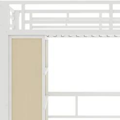 Okwish Lit Mezzanine Ado 90x200 cm - avec LED Intégrée, Bureau et Compartiment de Rangement - Escalier de Rangement - Métal + MDF - Blanc* Lit Mezzanine