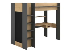 Vente-unique Lit mezzanine avec bureau et armoire - 90 x 200 cm - Coloris : Naturel et anthracite - AUCKLAND* Lit Mezzanine