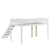 Simple Life Lit mezzanine avec toboggan, échelle droite à 3 marches, étagère amovible, MDF et pin, blanc naturel, 90x200cm*Enfant Lit Enfant