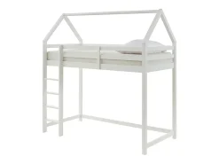 Vente-unique Lit mezzanine cabane 90 x 190 cm - Pin massif - Blanc - TARZIA*Enfant Lit Enfant