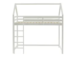 Vente-unique Lit mezzanine cabane 90 x 190 cm - Pin massif - Blanc - TARZIA*Enfant Lit Enfant
