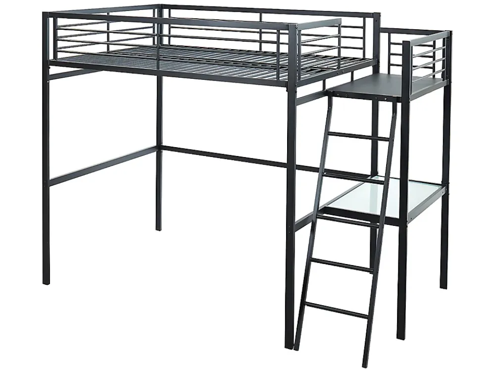 Vente-unique Lit mezzanine CASUAL II - 140 x 190 cm - plateforme bureau - Anthracite + matelas* Lit Mezzanine