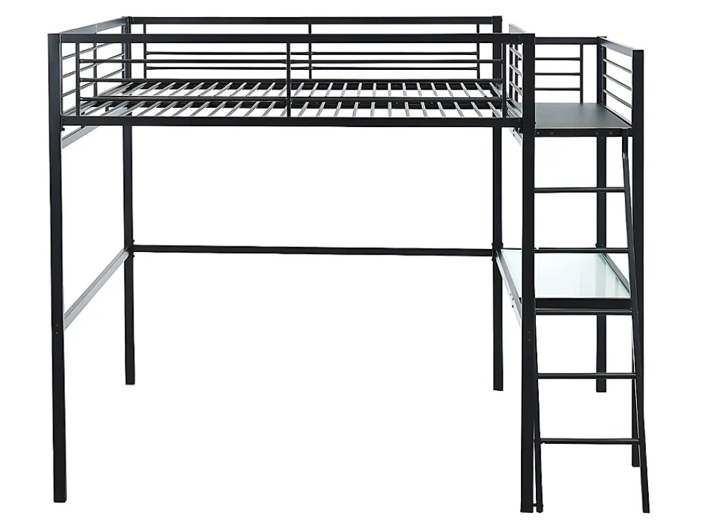 Vente-unique Lit mezzanine CASUAL II - 140 x 190 cm - plateforme bureau - Anthracite + matelas* Lit Mezzanine