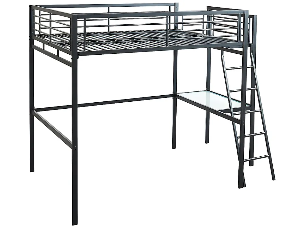 Vente-unique Lit mezzanine CASUAL II - 140 x 190 cm - plateforme bureau - Anthracite + matelas* Lit Mezzanine