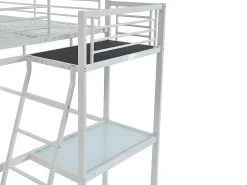 Vente-unique Lit mezzanine CASUAL II - 140 x 190 cm - plateforme bureau - Blanc* Lit Mezzanine