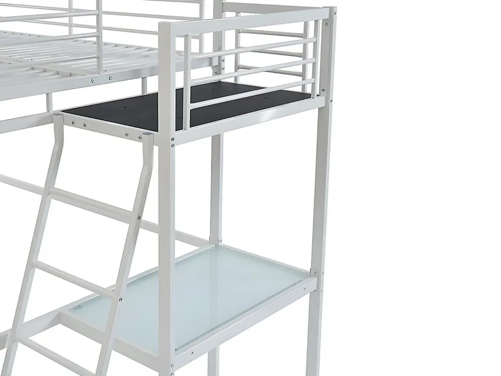 Vente-unique Lit mezzanine CASUAL II - 140 x 190 cm - plateforme bureau - Blanc* Lit Mezzanine