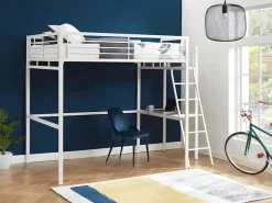 Vente-unique Lit mezzanine CASUAL II - 140 x 190 cm - plateforme bureau - Blanc* Lit Mezzanine