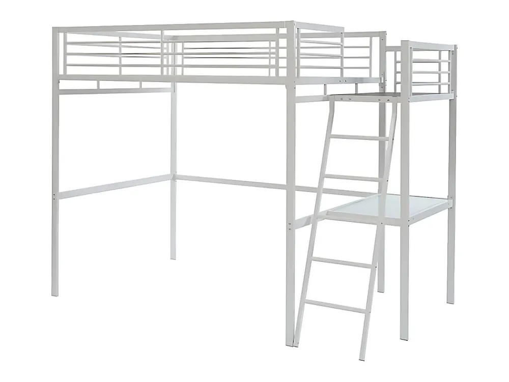 Vente-unique Lit mezzanine CASUAL II - 140 x 190 cm - plateforme bureau - Blanc* Lit Mezzanine
